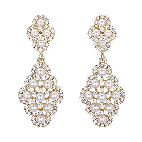 BriLove Womens Wedding Bridal Crystal Rhombus Stud Earrings BriLove Womens Wedding Bridal Crystal Rhombus Stud Earrings